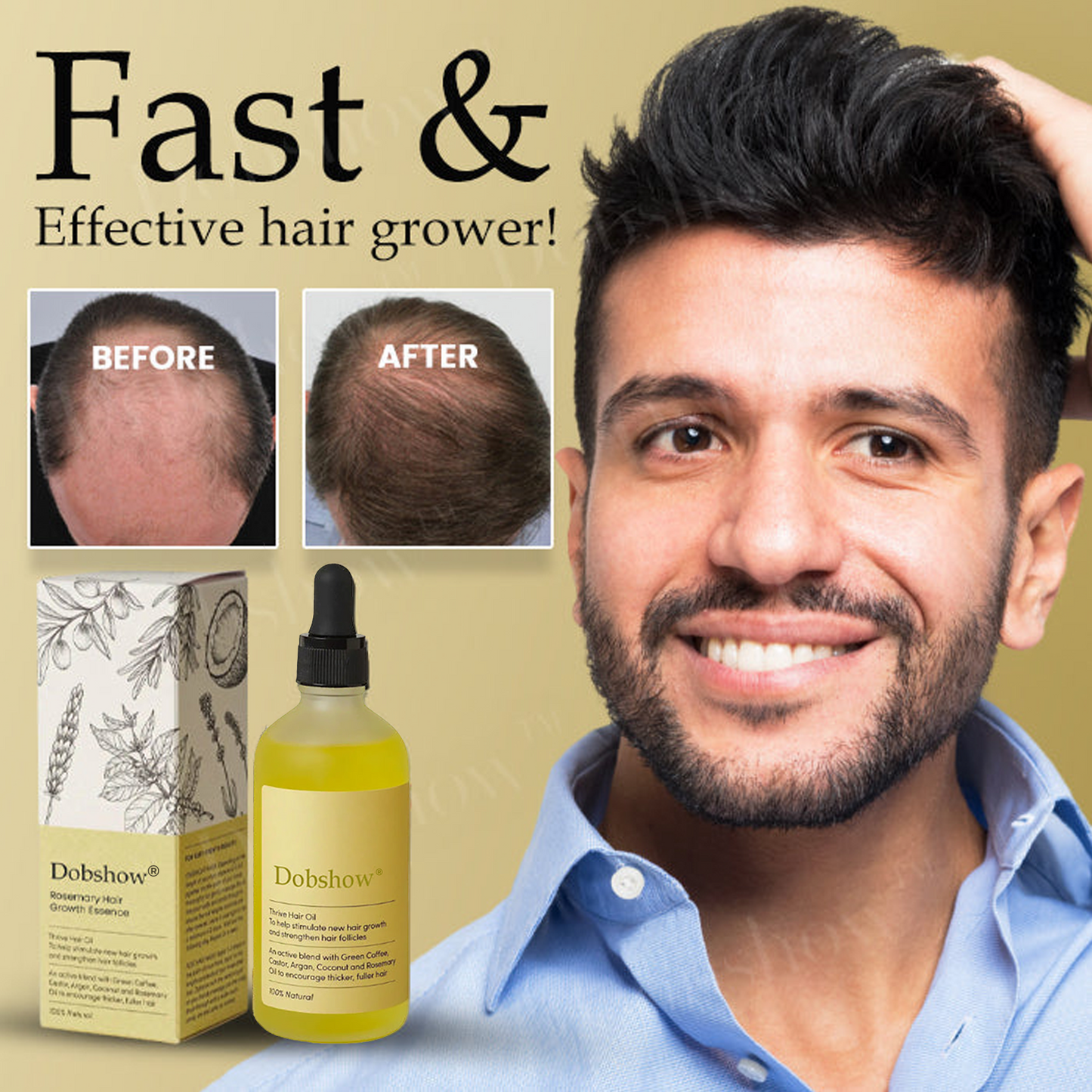 Dobshow® Rosemary Hair Growth Serum (Promotes Fuller Hair, Beard & Brows) >> ✅75%OFF