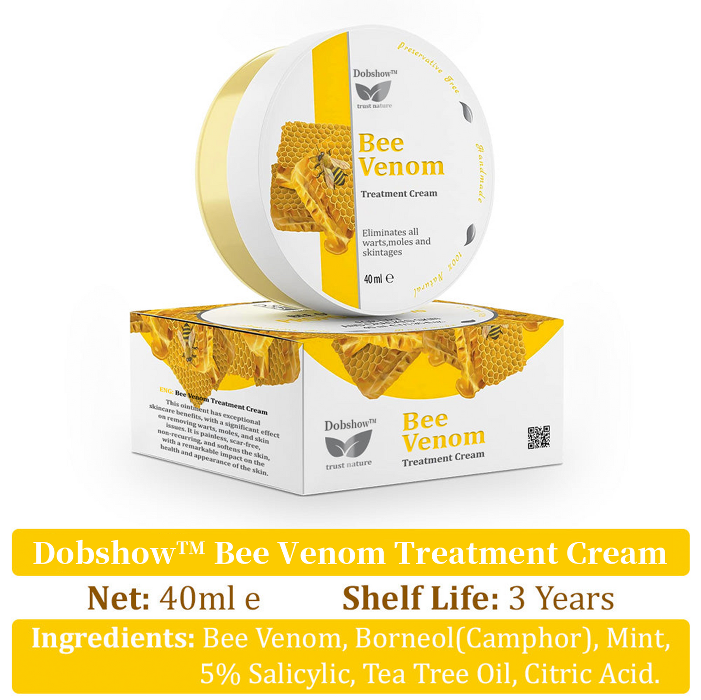 👨⚕️Dobshow™ Bee Venom Treatment Cream🐝: Treat Eczema, Psoriasis, Acne, Rosacea, Swelling, Varicose veins, Warts