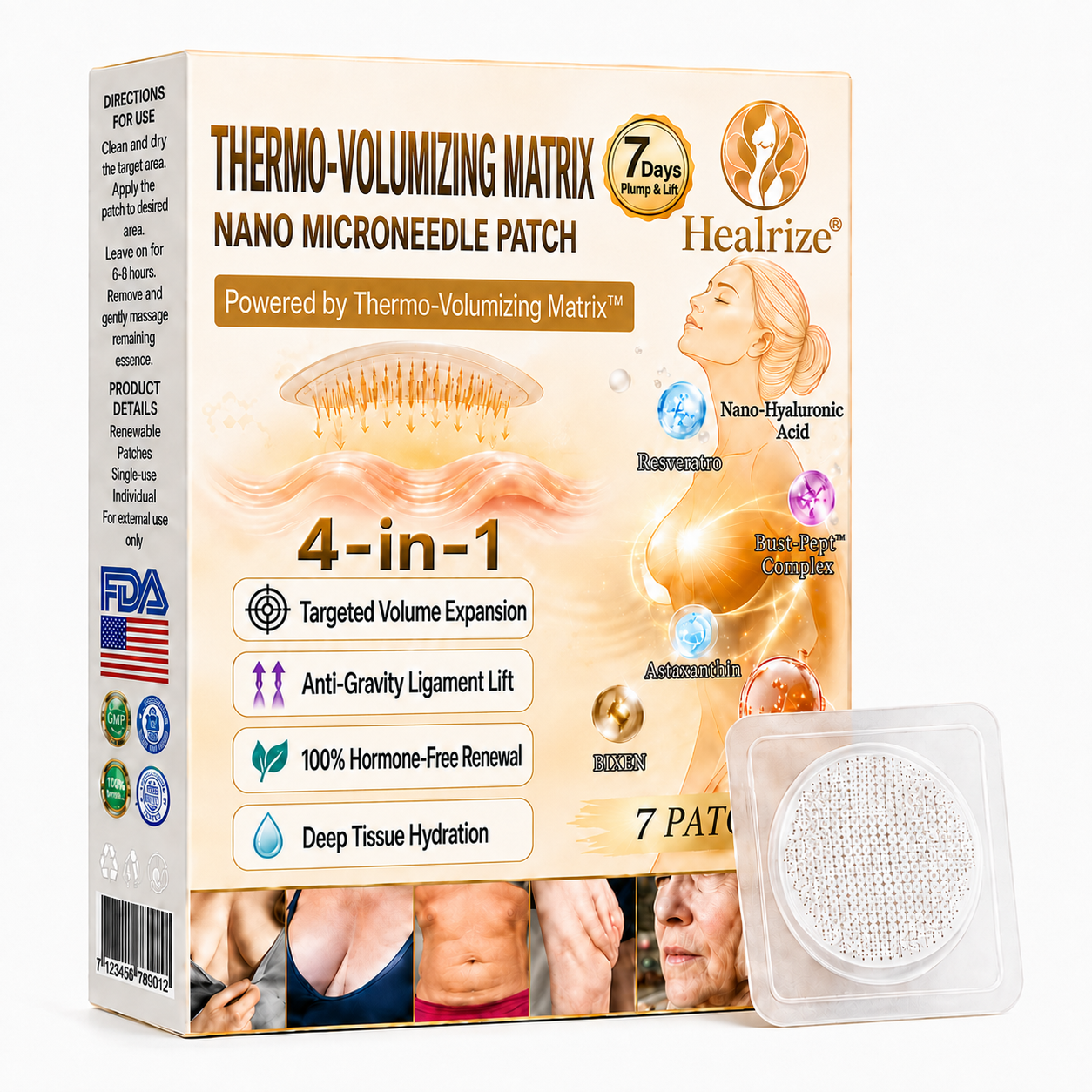 🔥Healrize® 4-in-1 Thermo-Volumizing Matrix · Nano Microneedle Patch