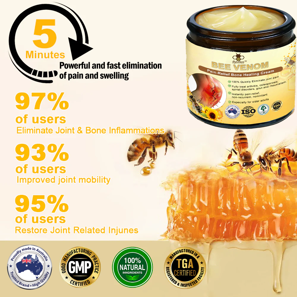 ✅Official Store: Dobshow™ Bee-Venom Pain-Relief Bone Healing Cream👨⚕️Orthopaedic Association(AOA) Approved (Reducing joint swelling, pain, stiffness, redness, warmth, soreness, and joint fatigue)