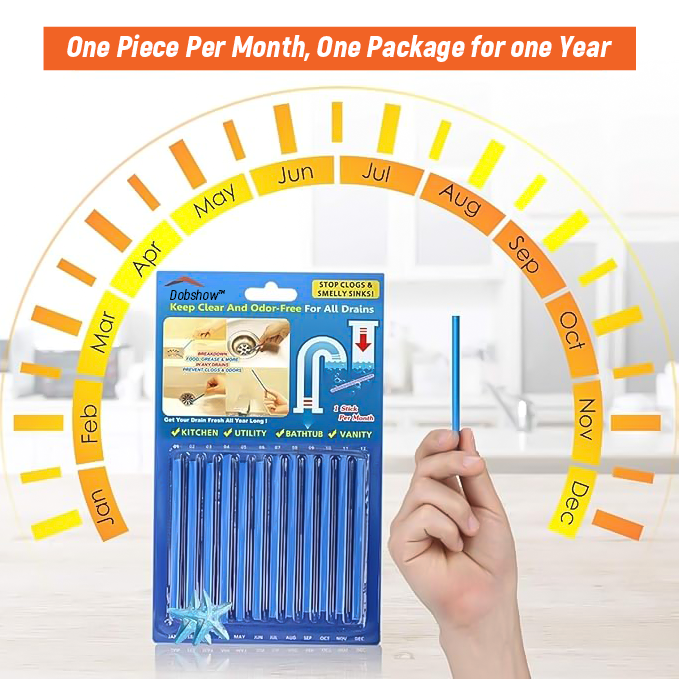 (✨Hot Sale Now) Dobshow™ 12/set Pipe Cleaning Sticks Oil Decontamination Kitchen Toilet Bathtub Drain Cleaneer