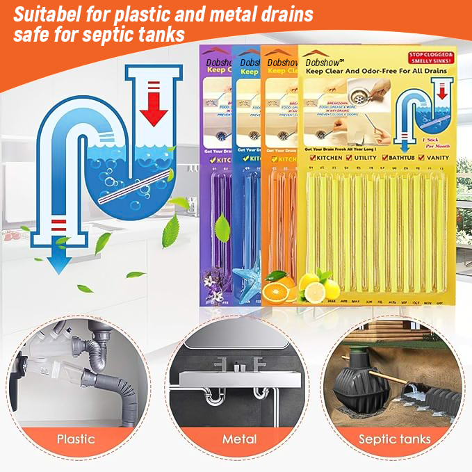 (✨Hot Sale Now) Dobshow™ 12/set Pipe Cleaning Sticks Oil Decontamination Kitchen Toilet Bathtub Drain Cleaneer