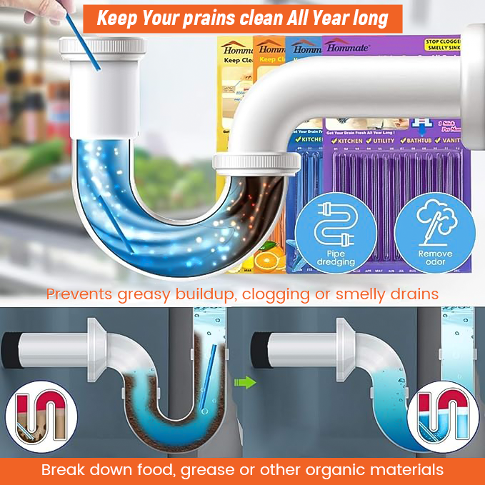 (✨Hot Sale Now) Dobshow™ 12/set Pipe Cleaning Sticks Oil Decontamination Kitchen Toilet Bathtub Drain Cleaneer