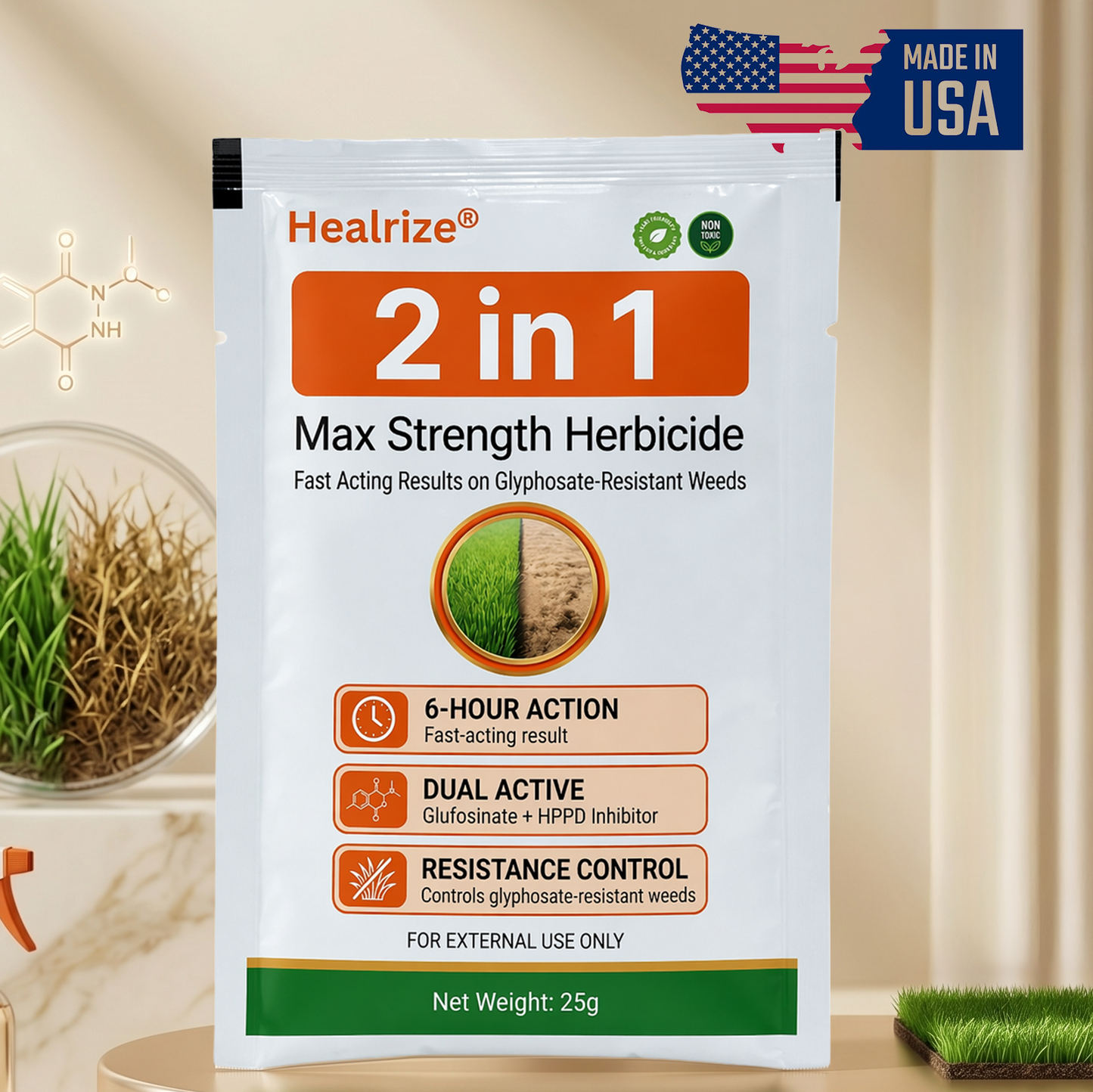 Healrize® 2-in-1 Max Strength Herbicide: Fast Acting Results on Glyphosate-Resistant Weeds