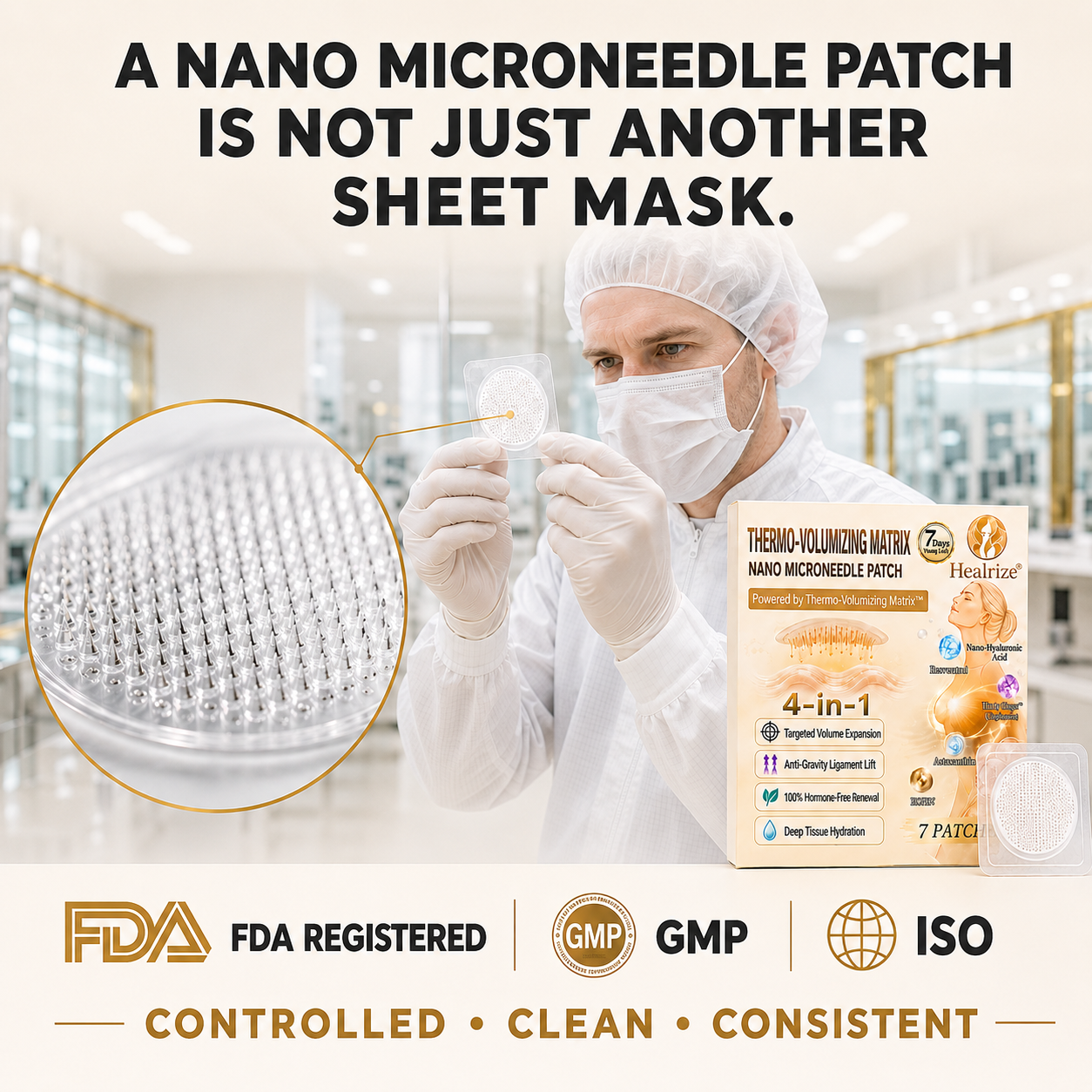 🔥Healrize® 4-in-1 Thermo-Volumizing Matrix · Nano Microneedle Patch