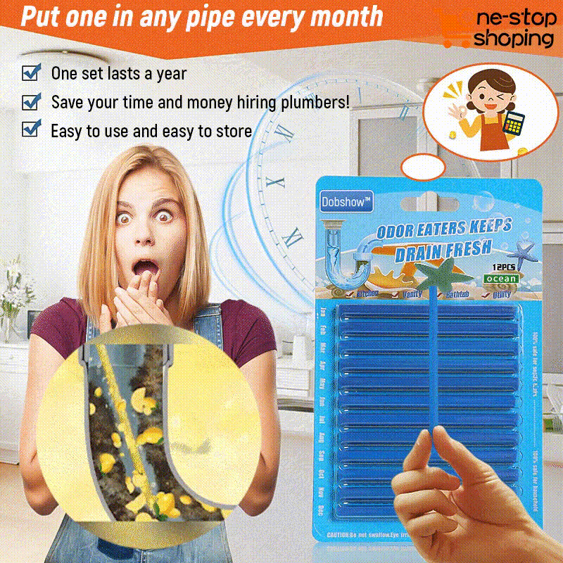 (✨Hot Sale Now) Dobshow™ 12/set Pipe Cleaning Sticks Oil Decontamination Kitchen Toilet Bathtub Drain Cleaneer