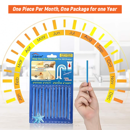 (✨Hot Sale Now) Dobshow™ 12/set Pipe Cleaning Sticks Oil Decontamination Kitchen Toilet Bathtub Drain Cleaneer